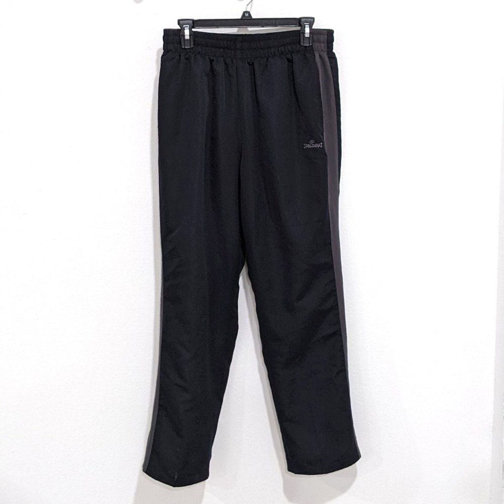 Spalding Mens Large Black with Gray Stripes Sweat Pants